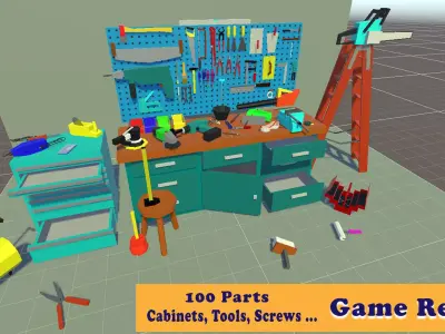 Comprehensive Low-Poly Toolset Collection  Low-poly 3D model