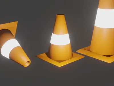 Traffic cones Low-poly 3D model