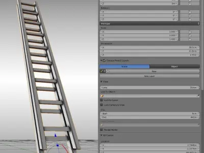 Lowpoly Metal Ladder Low-poly 3D model