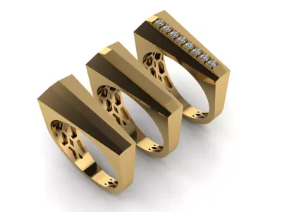 3 ring model vintage and unisex  3D print model