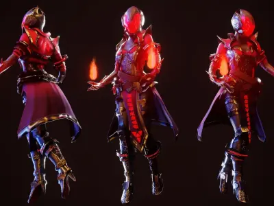 Cyberpunk HellDoom Robot Low-poly 3D model