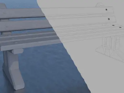 Stone bunk bench 3D model