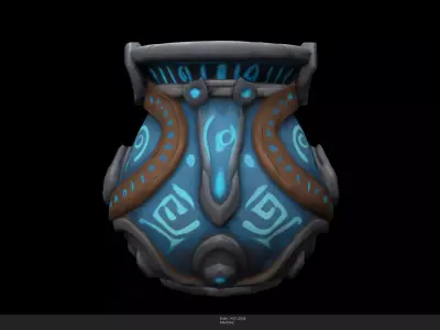 Stylized Mystic Rune Vessel Game Ready - AI Low-poly 3D model