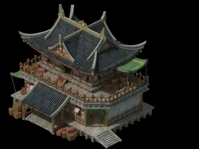 Game Architecture - main city - grocery store 01 3D model