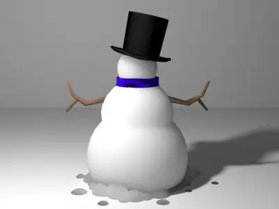 Snowman wearing top hat and scarf 3D model