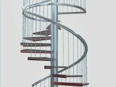 Spiral stair ballastrade railing 3D model