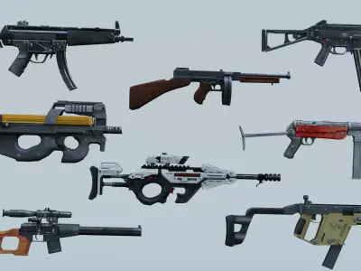 Weapon SMG Thompson Vector VSS  UMP  CG15 MP5 MP40 P90 3D model