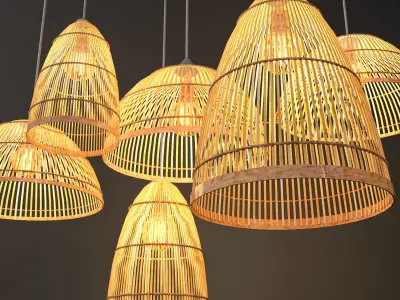 Rattan Lighting Set 4 3D model
