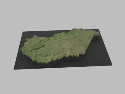 Hungary Map Country Low-poly 3D model