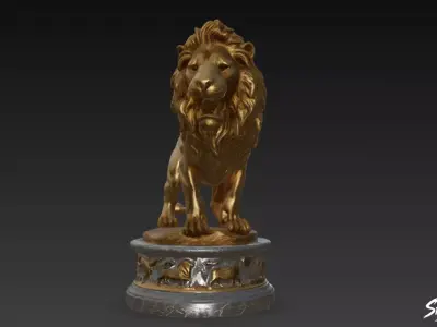 Lion Statue V13 Low-poly 3D model