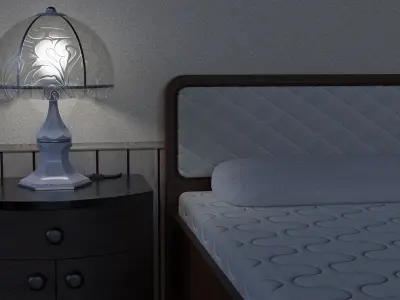 Set of 3 lamps and 3 nightstands 3D model