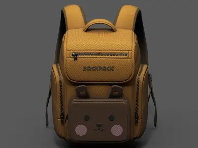 Backpack Camping color bag baggage pockets  Low-poly 3D model