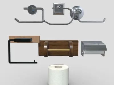 Toilet Roll Holder Pack Low-poly 3D model