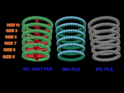 Diamond Basket Infinity Band 1mm50 Mix Size 3D print model