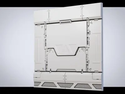 Sci-fi style interior wall deck high model PBR 3D model