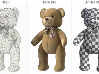  Plush Teddy Bear with Fabric Patches Brown 