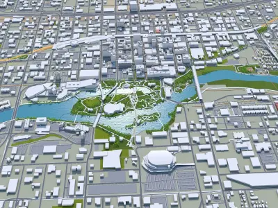 Spokane Downtown Washington USA Low-poly 3D model