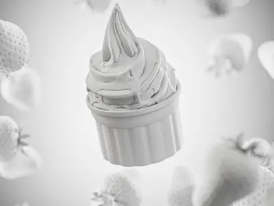 3 Soft Ice Creams and a scene setup 3D model