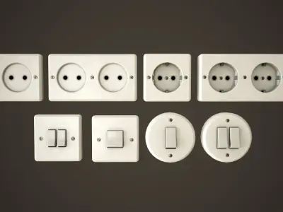 Switches and sockets Low-poly 3D model