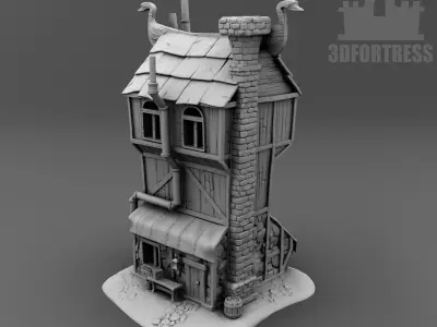 Cartoon building 3D print model