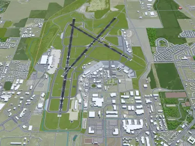 Madison Dane County Airport 10km Low-poly 3D model