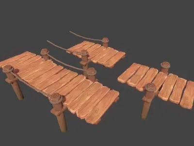 Toon Modular Bridge - Game Props Low-poly 3D model