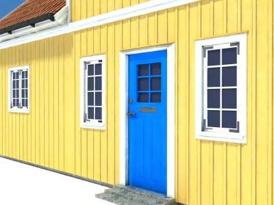 Swedish Yellow House Low-poly 3D model