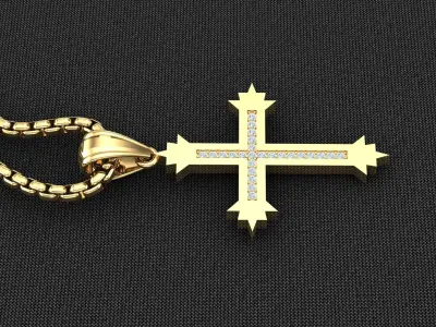 High Cross Pendant Light Gold 18K 3CP093 3D model
