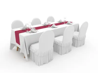 Collection Banquet Table and Chair 38 3D Model Pack