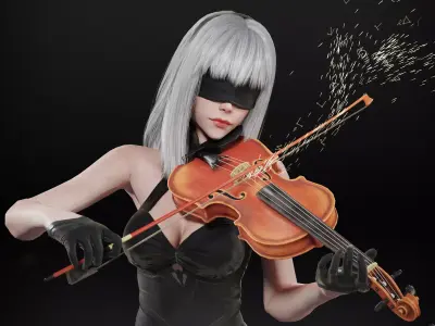 10E - The Violinist Low-poly 3D model