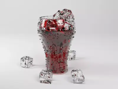 Iced Drink in Glass Cup 3D model