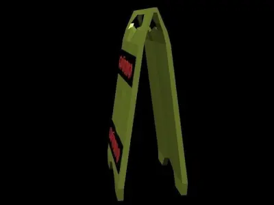 Warning plate - Caution - Care board Low-poly 3D model