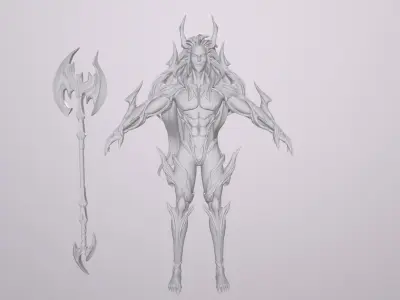 Daemon humanoid with glowing eyes Low-poly 3D model