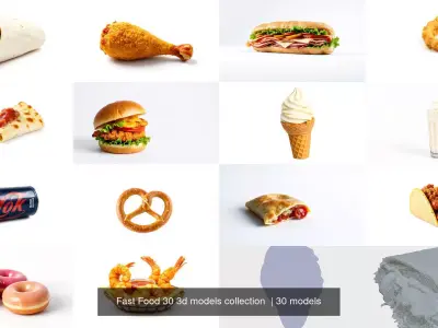 Fast Food 30 3d models collection  3D Model Pack