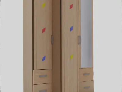 Closet wardrobe with doors and drawers Free 3D model