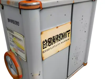 Weathered Industrial SciFi Container Low-poly 3D model