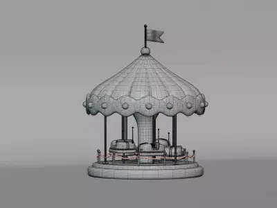 Cartoon Carousel Low-poly 3D model