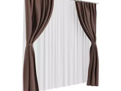 Brown and White Curtains 3D model