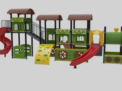  Train Style Playground 4 Low-poly 3D model