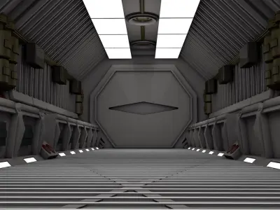 Sci fi Spaceship corridor 3D model