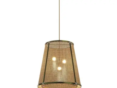 Caeli-i Monumental Brass Rattan Pendant Light 3D model