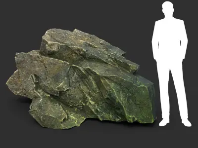Low poly Dry Mossy Rock Formation Pack 200209 Low-poly 3D model