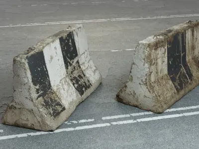 Concrete road barrier Low Poly - Game Ready Low-poly 3D model