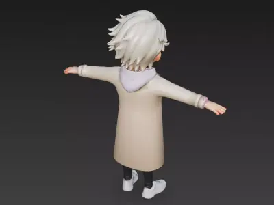 Cartoon Korean Style Boy 3D Model Rigged Character Low-poly 3D model