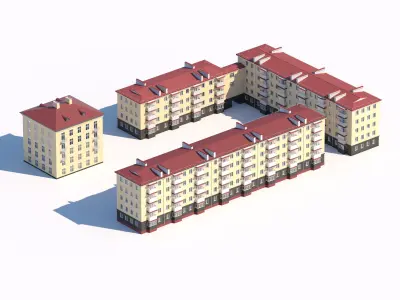Residential Soviet-Style Apartment Block 3D model
