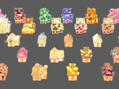 Stylish Candy Biscuit Architecture House Low-poly 3D model