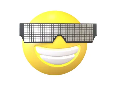 Beaming Face With Future Technology Glasses v1 006 Low-poly 3D model