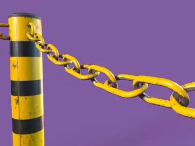 Post and Chain Low-poly 3D model