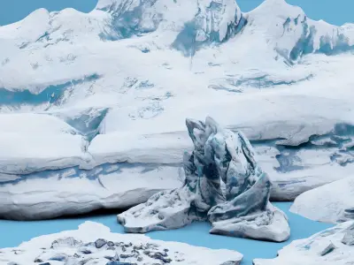 Ice mountain floe cartoon pack 3D model