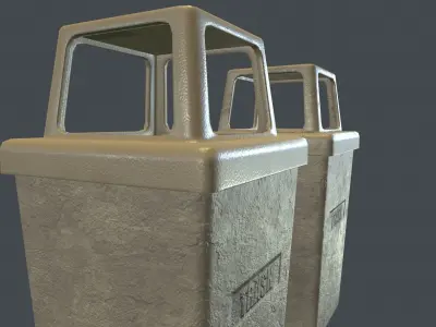 Concrete Trash Bin PBR Game Ready Low-poly 3D model